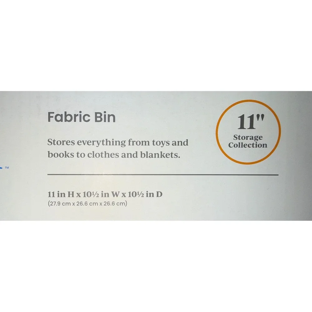 Brightroom Fabric Bin 11in Gray Grid Storage Cube NEW